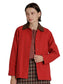Contrast Collar Barn Jacket- Red