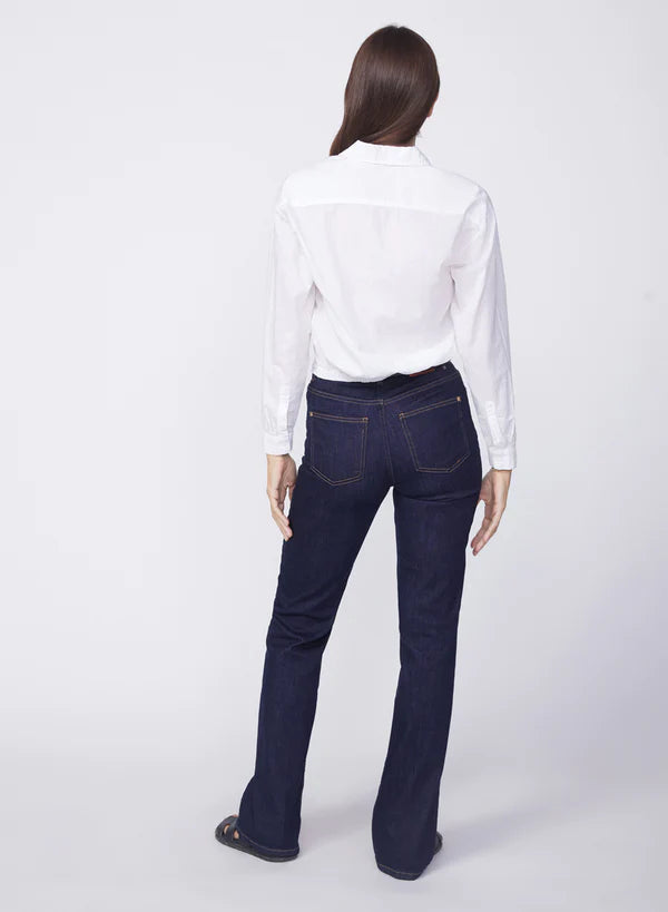 Voile Elastic Back Cropped Shirt- White