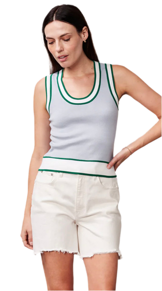 Color Block Tank Sweater- Dove Blue