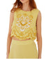 Bicolor Striped Richilieur Sleeveless Top- Yellow