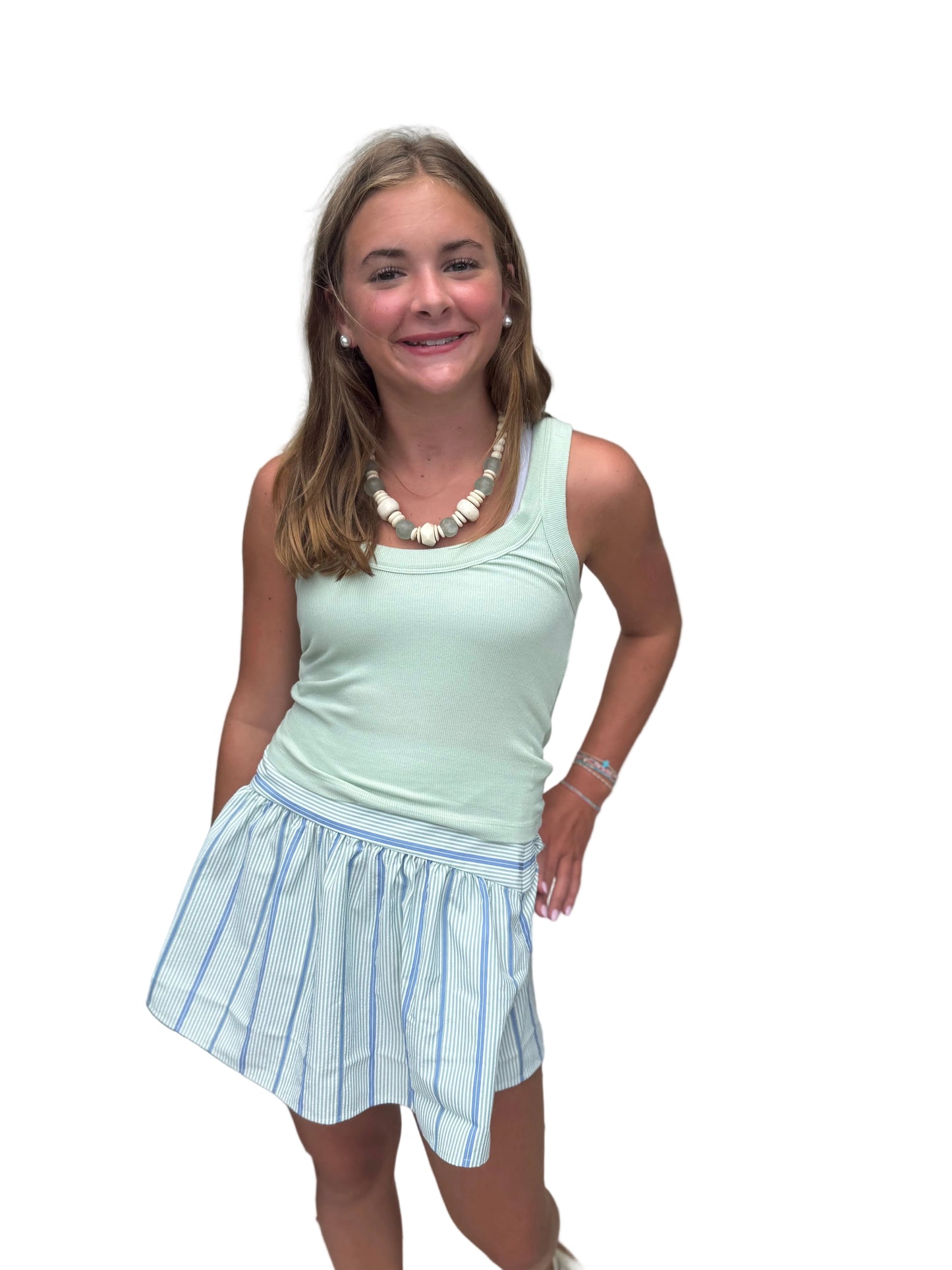 Sierra Scoop Neck Tank- Seafoam