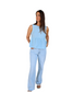 Fine Poplin Peplum Top- Dove Blue