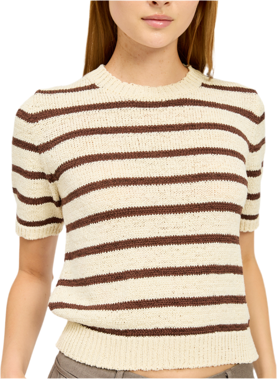 Noah Knit Sweater Top- Brown Stripe