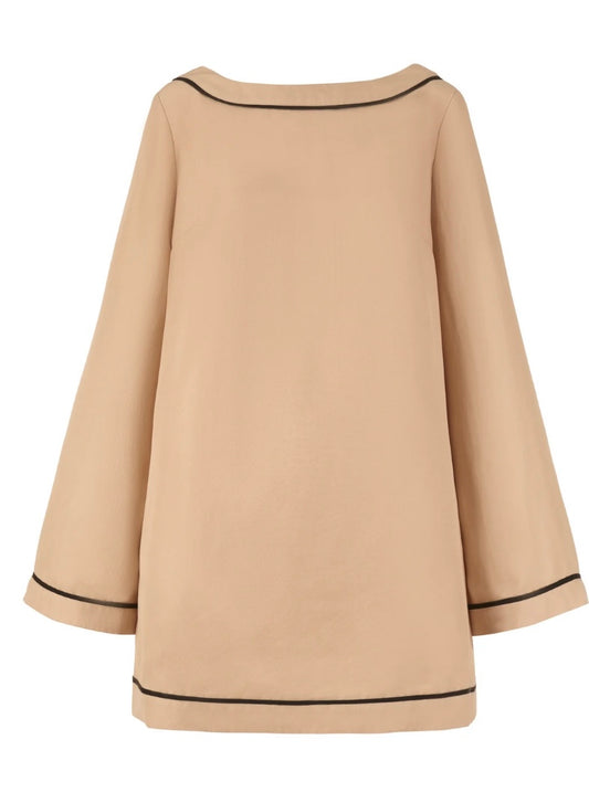 Lyon Long Sleeve Bell Dress- Fawn