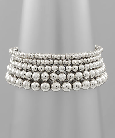Silver Ball Bracelets- Set of 5