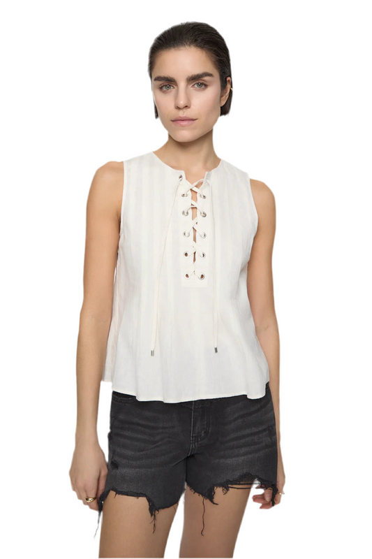 Becca Pleated Top-Porcelain