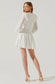 Tayah Pleated Smocked Long Sleeve Dress- White