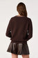 Jadyn Lace Trim V-Neck Sweater- Brown