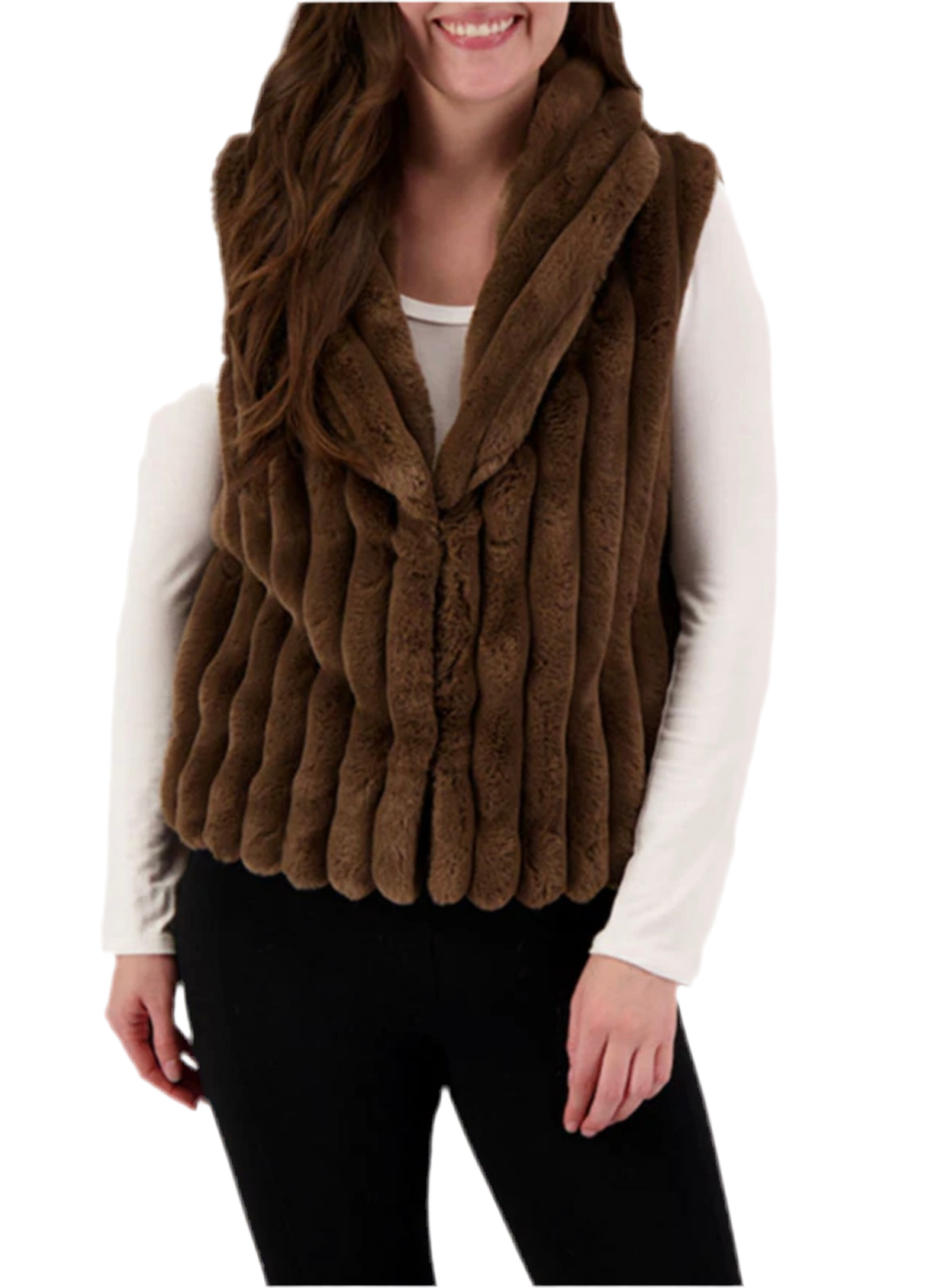 Faux Fur Grooved Vest