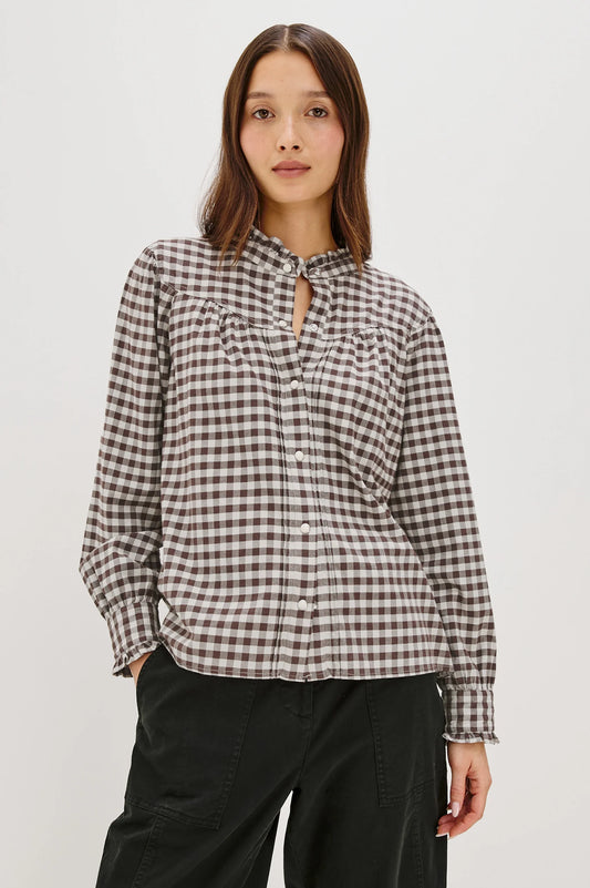 Alanna Checkered Top- Chocolate Chip