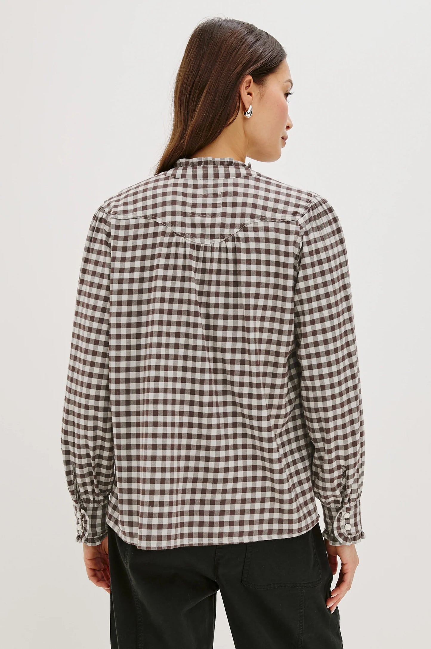 Alanna Checkered Top- Chocolate Chip