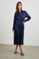 Anina Collared Silky Dress- Navy