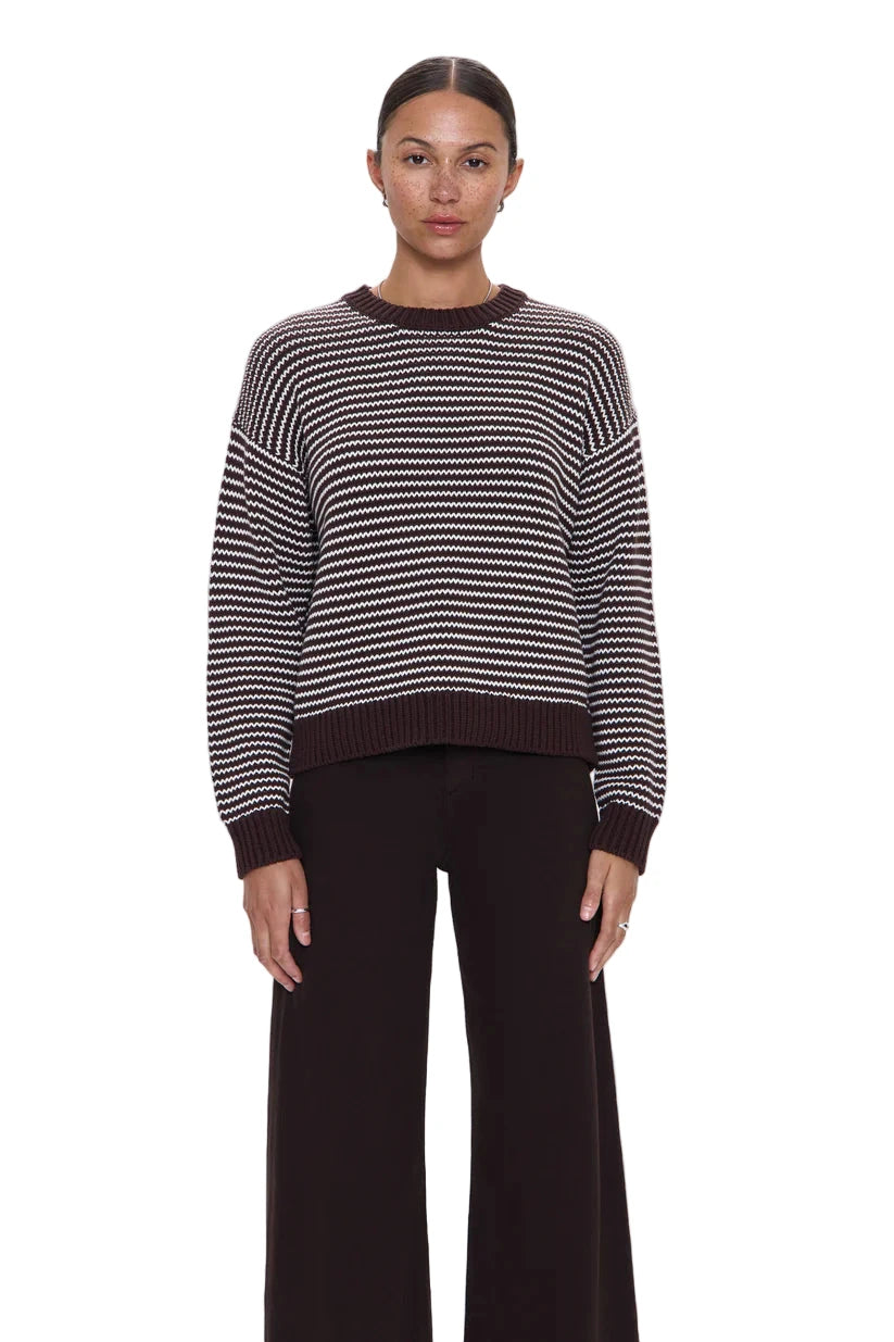 Aura Relaxed Crew Sweater- Mocha