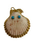 18k Gold fill scallop seashell Pendant with Turquoise Gem and one with black onyx