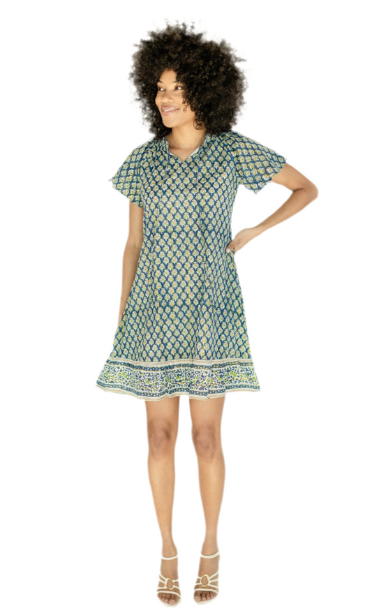 Blair Short Sleeve Printed Dress- Mulberry