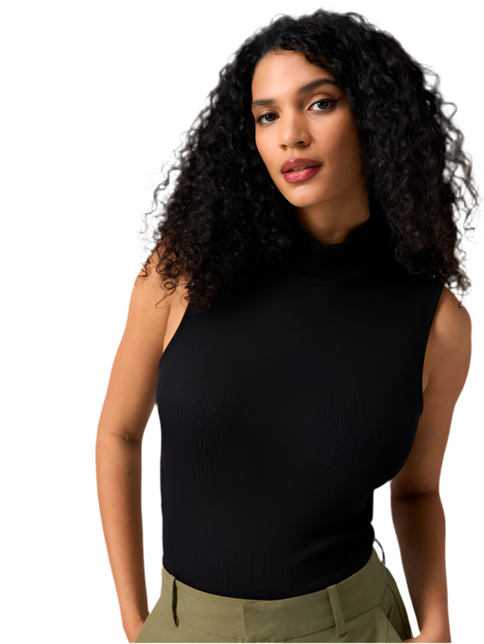 Essential Mock Neck Top- Black