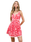 Abstract Print Mini Dress- Red