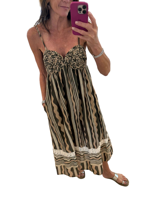 Braided Detail on Printed Maxi Dress