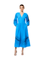 Embroidered Midi Dress- Blue