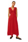 Beaux V-Neck Ruffle Dress- Red