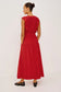 Beaux V-Neck Ruffle Dress- Red