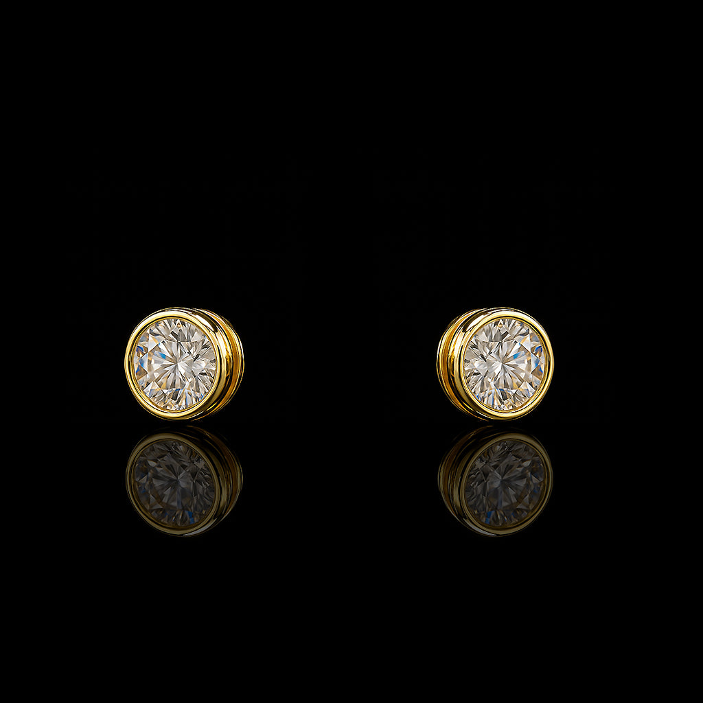 Bezel Set Round Studs- Gold