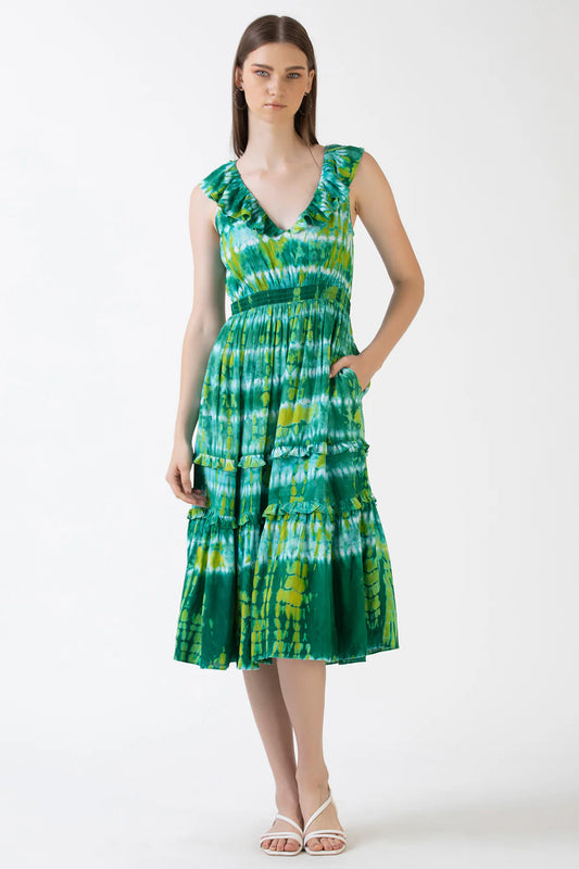 Roxana Midi Dress- Night Green
