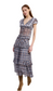 Briar Midi Skirt in dusty blue with tiered ruffles — front view