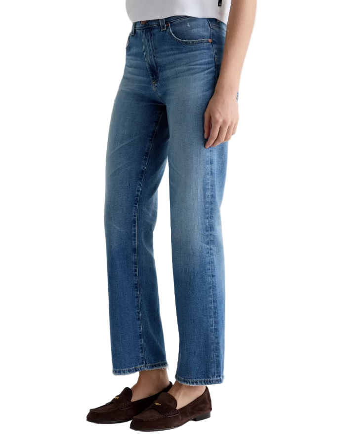 Side view of Brinley Jeans – showcasing straight-leg silhouette and comfort stretch denim.