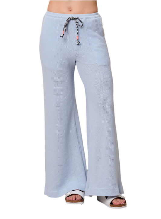 Mesh Wide Leg Pant- Chambray