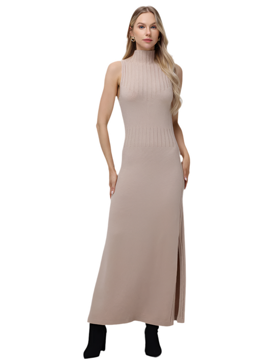 Aurora Funnel Neck Maxi Dress- Light Taupe