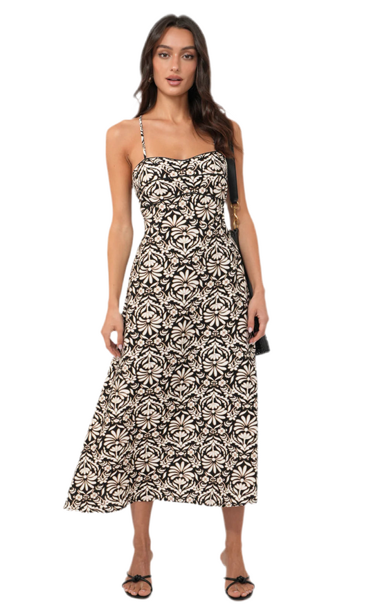 Cherinne Strappy back Halter Midi Dress- Black