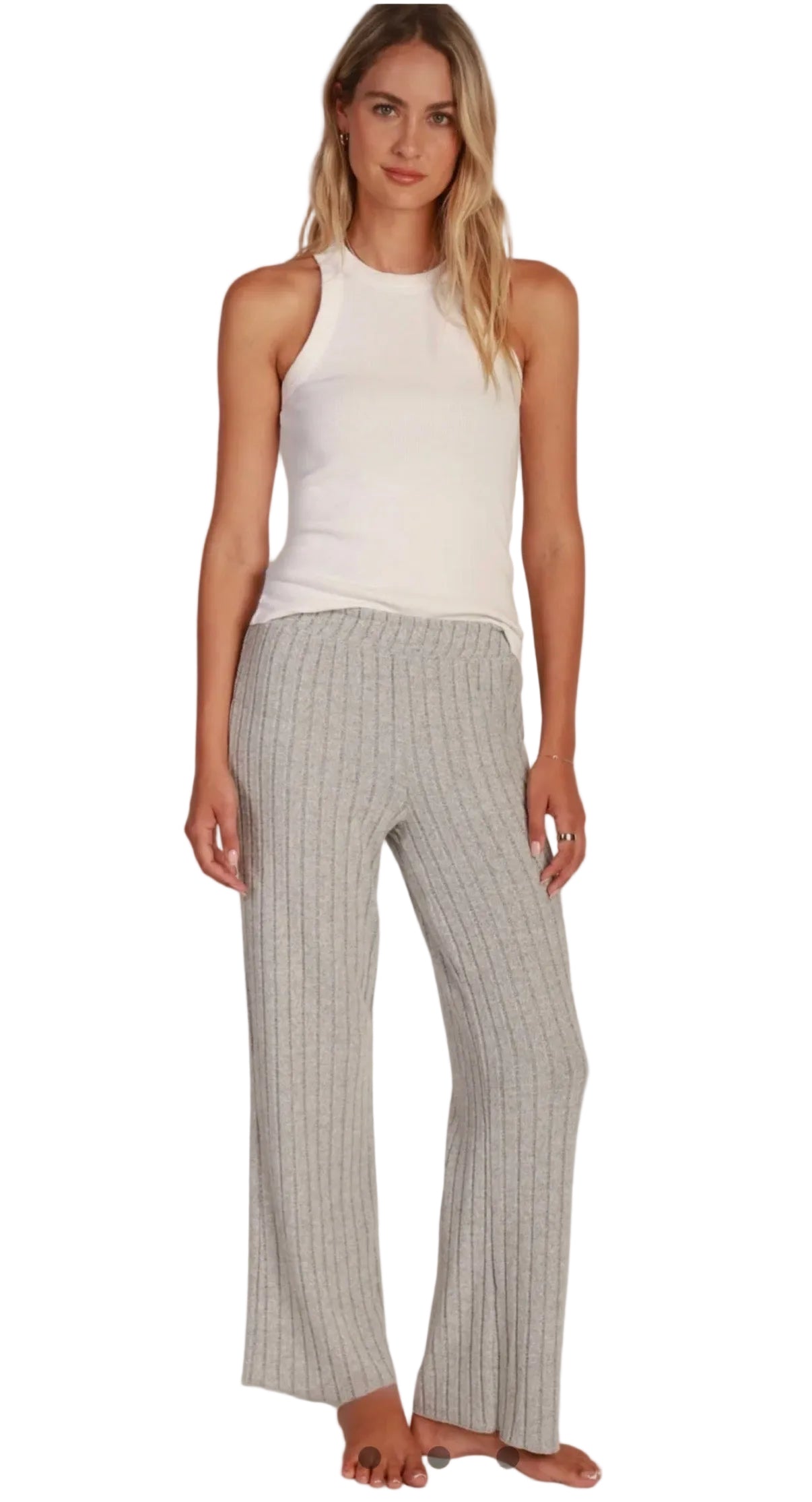 Emma Ribbed Pant- Heather