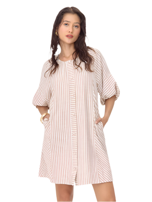 Kyra Stripe Button Down Mini Dress