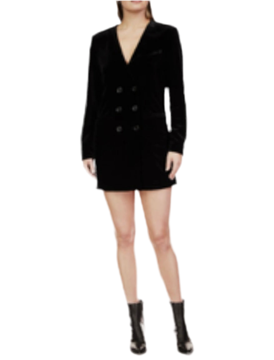 Velvet Blazer Dress- Black