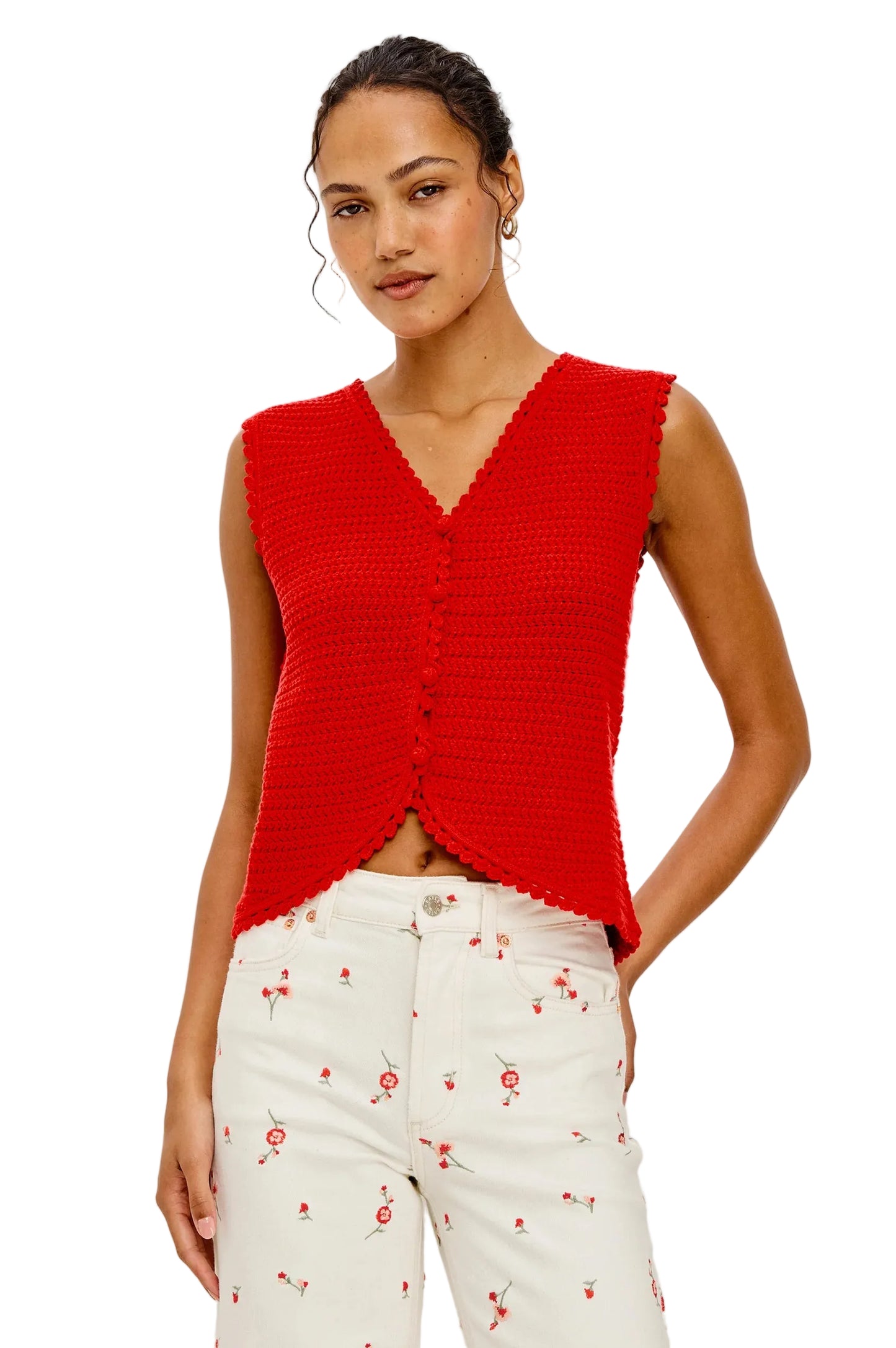 Calypso Knit Vest- Red