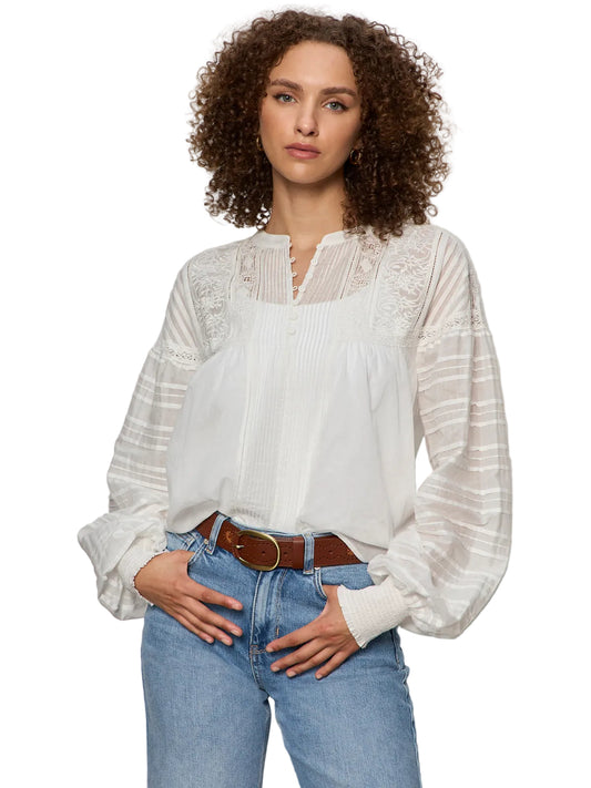Adore You Embroidered Blouse- White