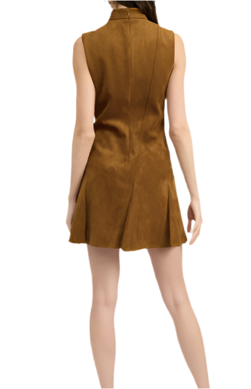 Asymmetric Suede Mini Dress