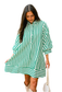 Short Sleeve Striped Dress- Green