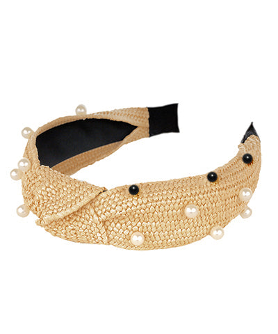 Pearl Studded Rattan Headband