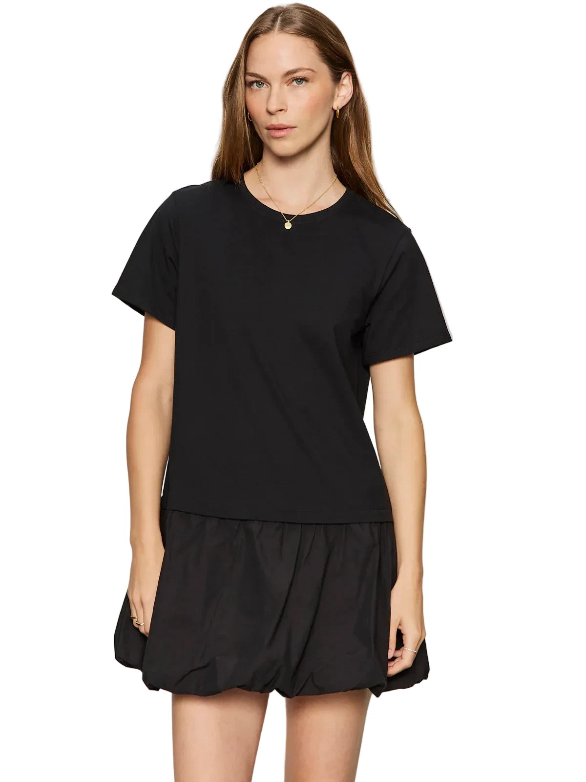 For Keeps Bubble T-shirt Dress- Black