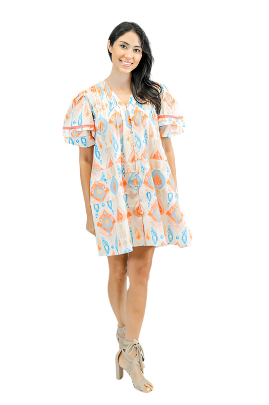 Camille Short Sleeve Mini- Sunkissed