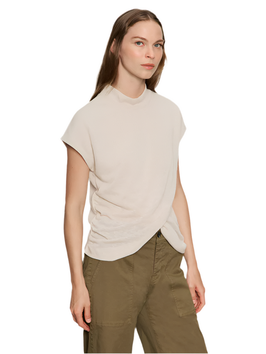 Draped Sleeveless Mockneck- Mother of Pearl