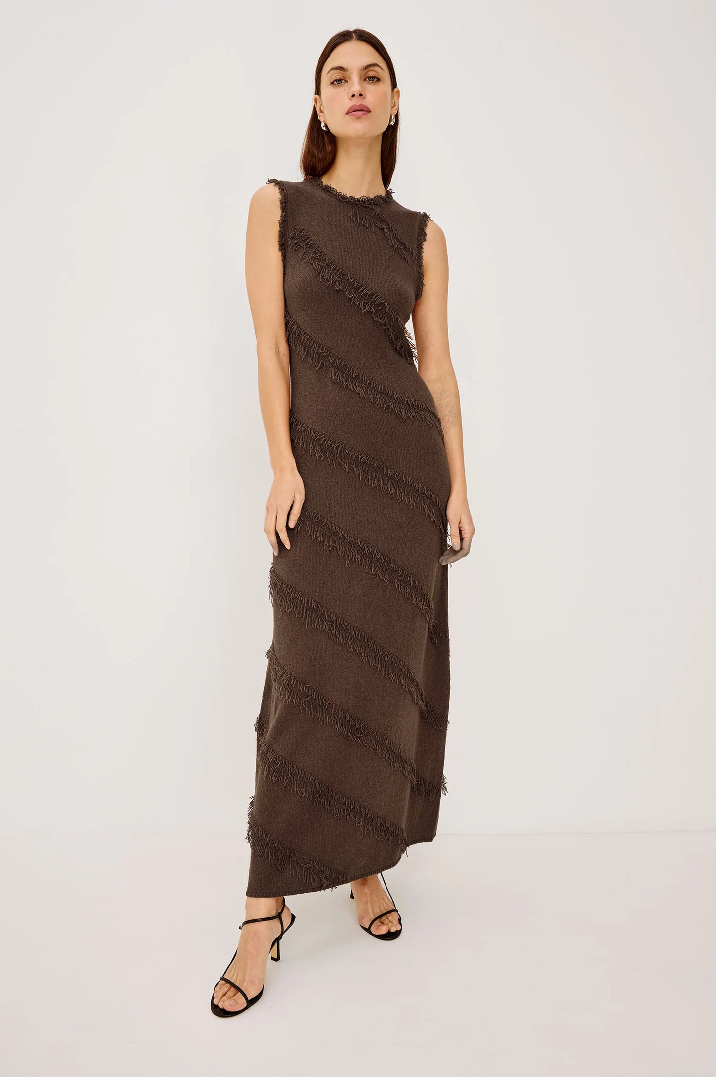 Claudia Fringe Midi Dress- Cinnamon