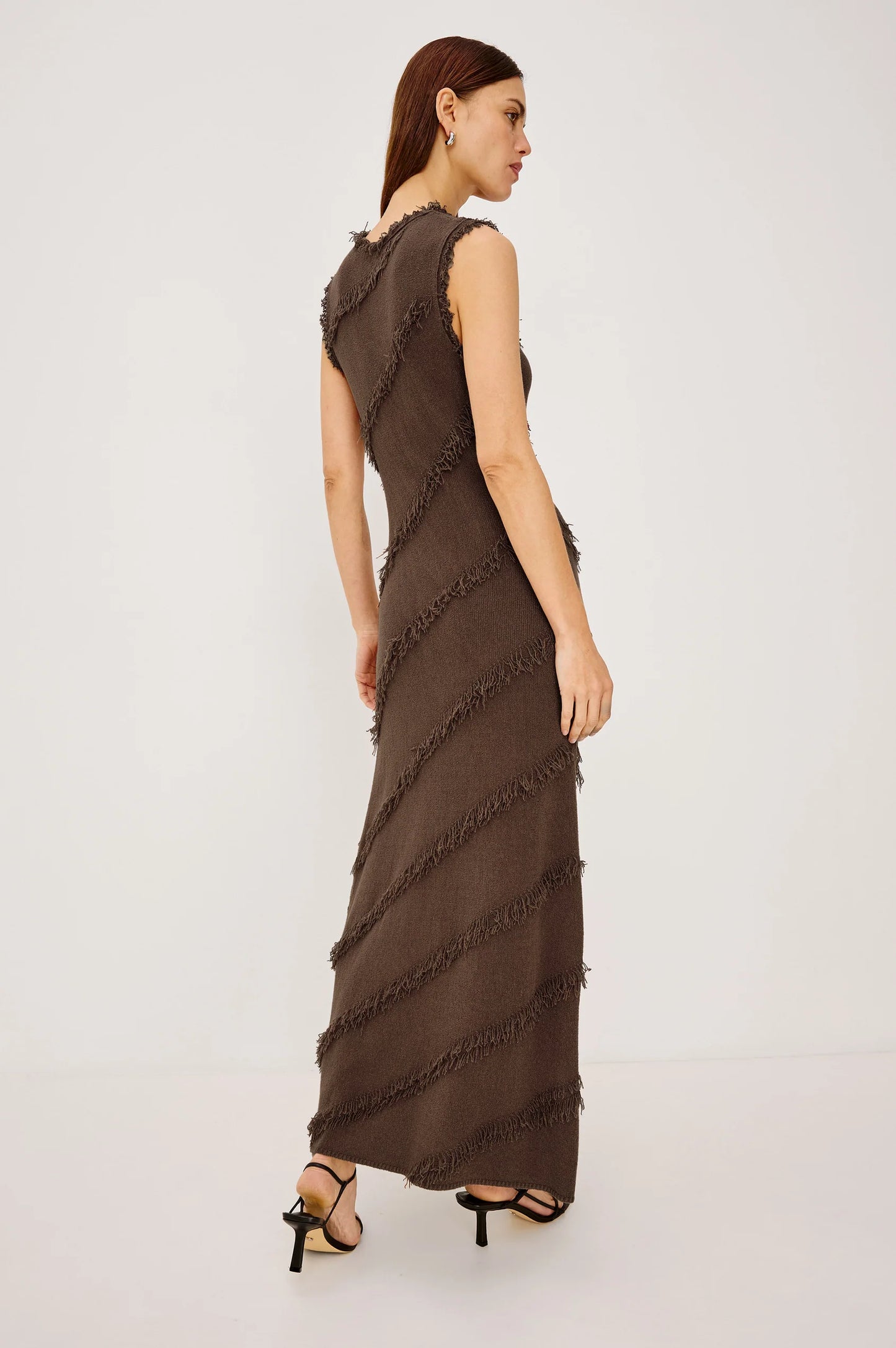 Claudia Fringe Midi Dress- Cinnamon