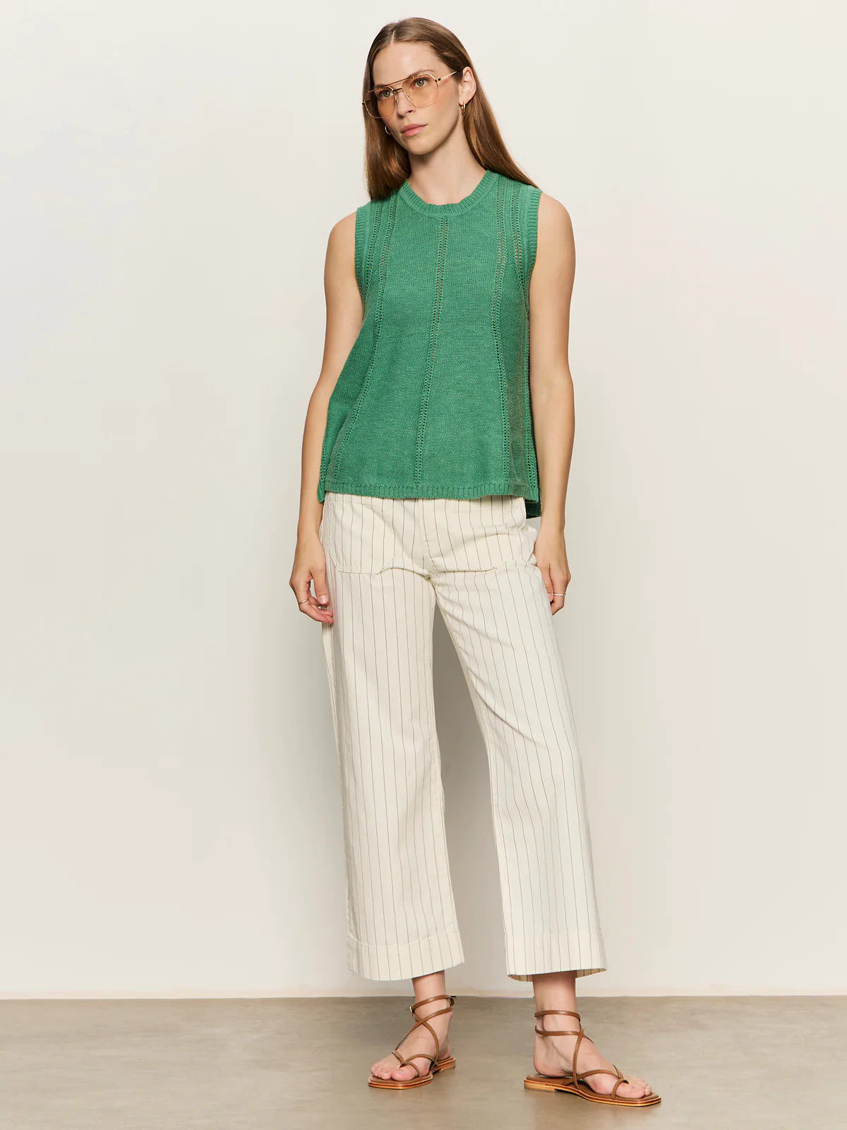 Marine Jean- Bleached White Pinstripe