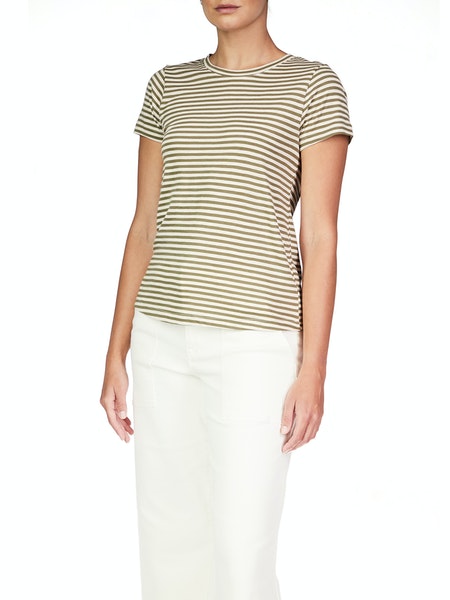 The Perfect Tee- Burnt Olive Stripe
