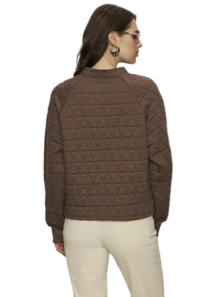 Quilted Button Pullover- Morel