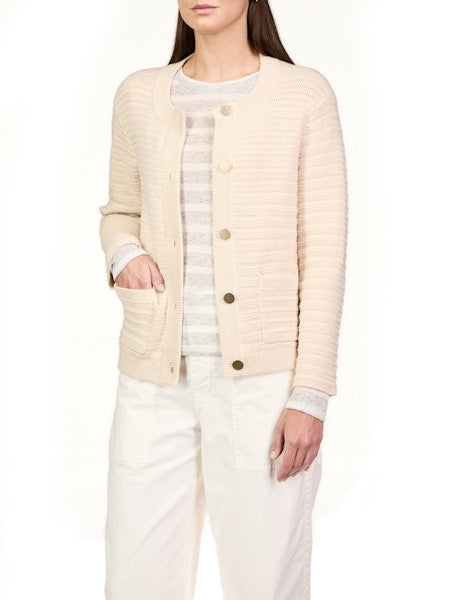 Pointelle Knitted Jacket- Oat