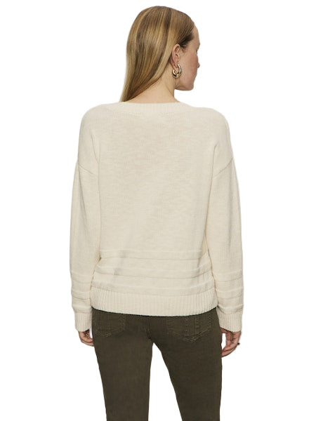 Classic V Neck Sweater- Chalk